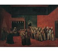 RZHRHJES Affiche Decoration Murale Tableau Imprimé sur Toile Sultan Ahmet Iii recevant un ambassadeur européen par Jean Baptiste Vanmour Pour la Décoration de la Chambre à Coucher 60x90cm