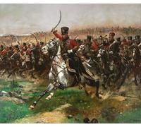 RZHRHJES Graffiti Art Mural Peinture sur Toile Nordique Lempereur Charge des Th Hussards à la bataille de Friedland par Jean Baptiste Edouard Detaille Pour la Décoration Murale 60x90cm