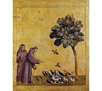 RZHRHJES Image sur Toile Art Mural Peinture Tableau Imprimé sur Toile Saint François d'Assise prêchant les oiseaux de Giotto Di Bondone 00Pour la Décoration de la Chambre à Coucher 60x90cm