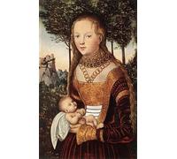 RZHRHJES Image sur Toile Impression Peinture Minimaliste Peinture Jeune mère avec enfant - Lucas Cranach l'Ancien Art Imprimé Image Pour les Décorations pour la Maison 60x90cm