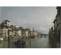RZHRHJES Image sur Toile Impression Peinture Minimaliste Peinture l'Arno entre le Ponte Vecchio et le Ponte Santa Trinità Florence de Bernardo Bellotto Pour les Décorations pour la Maison 60x90cm
