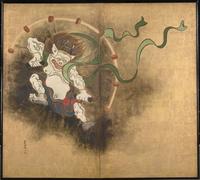 RZHRHJES Image sur Toile Impression Peinture Minimaliste Peinture le dieu du tonnerre laissé par Ogata Korin Art Imprimé Image Pour les Décorations pour la Maison 60x90cm