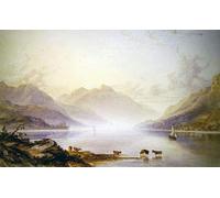 RZHRHJES Image sur Toile Impression Peinture Minimaliste Peinture Loch Lomond à l'aube par Vandyke Copley Fielding Art Imprimé Image Pour les Décorations pour la Maison 60x90cm