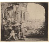 RZHRHJES Image sur Toile Impression Peinture Minimaliste Peinture Pierre et Jean guérissant l'infirme à la porte du temple de Rembrandt Van Rijn Pour les Décorations pour la Maison 60x90cm