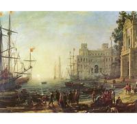 RZHRHJES Image sur Toile Impression Peinture Minimaliste Peinture Port avec la Villa Médicis de Claude Lorrain Art Imprimé Image Pour les Décorations pour la Maison 60x90cm