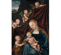 RZHRHJES Image sur Toile Impression Peinture Minimaliste Peinture Vierge a L'enfant Avec Saint Jean Baptiste Entoures D'anges par Lucas l'Ancien Cranach Pour les Décorations pour la Maison 60x90cm