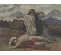 RZHRHJES Impression Peinture Minimaliste Peinture Antigone donne une sépulture symbolique au corps de son frère Polynice par Jules Eugène Lenepveu Pour les Décorations pour la Maison 60x90cm