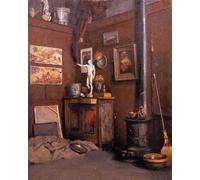 RZHRHJES Murales sur Toile Affiche Decoration Murale Tableau Imprimé sur Toile Intérieur d'un atelier avec poêle par Gustave Caillebotte Pour la Décoration de la Chambre à Coucher 60x90cm