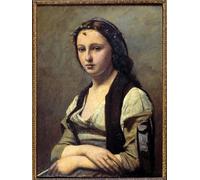 RZHRHJES Murales sur Toile Affiche Decoration Murale Tableau Imprimé sur Toile la femme a la perle. par Jean Baptiste Camille Corot Pour la Décoration de la Chambre à Coucher 60x90cm