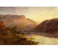 RZHRHJES Murales sur Toile Affiche Decoration Murale Tableau Imprimé sur Toile la lueur du soir Vale O'Bird Loch Lomond par Alfred De Breanski Pour la Décoration de la Chambre à Coucher 60x90cm