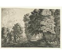 RZHRHJES Peinture Poster Peinture sur Toile d'Art Abstrait Tableau Berger à l'orée d'une forêt de Jean Baptiste Bonnecroy Tableaux sur Toile Pour les Décorations pour la Maison 60x90cm