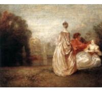 RZHRHJES Peinture Poster Peinture sur Toile d'Art Abstrait Tableau Deux cousines de Jean Antoine Watteau Tableaux sur Toile Pour les Décorations pour la Maison 60x90cm