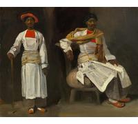 RZHRHJES Peinture Poster Peinture sur Toile d'Art Abstrait Tableau Due Studi Di Un Indiano Di Calcutta Seduto E in Piedi Eugène Delacroix Tableaux sur Toile Pour les Décorations pour la Maison 60x90cm