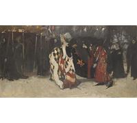 RZHRHJES Peinture Poster Peinture sur Toile d'Art Abstrait Tableau Étude de composition pour Richard de Gloucester et Lady Anne par Edwin Austin Abbey Pour les Décorations pour la Maison 60x90cm