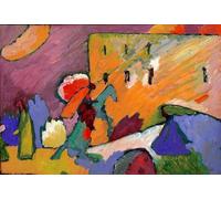 RZHRHJES Peinture Poster Peinture sur Toile d'Art Abstrait Tableau Étude sur l'improvisation Rider Over the Bridge de Wassily Kandinsky Tableaux sur Toile Pour les Décorations pour la Maison 60x90cm
