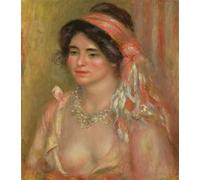 RZHRHJES Peinture Poster Peinture sur Toile d'Art Abstrait Tableau Gabrielle en coiffe algérienne par Pierre Auguste Renoir Tableaux sur Toile Pour les Décorations pour la Maison 60x90cm