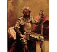 RZHRHJES Peinture Poster Peinture sur Toile d'Art Abstrait Tableau Homme en Armure ou Homme d'Armes Assis de Jean Baptiste Camille Corot Pour les Décorations pour la Maison 60x90cm