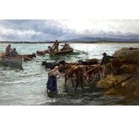 RZHRHJES Peinture Poster Peinture sur Toile d'Art Abstrait Tableau la fin de la foire du retour sur l'île par William Henry Bartlett Tableaux sur Toile Pour les Décorations pour la Maison 60x90cm