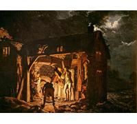 RZHRHJES Peinture Poster Peinture sur Toile d'Art Abstrait Tableau la forge de fer vue de l'extérieur par Wright of Derby Tableaux sur Toile Pour les Décorations pour la Maison 60x90cm