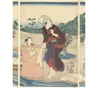 RZHRHJES Peinture Poster Peinture sur Toile d'Art Abstrait Tableau la rivière Chofu Tama dans la province de Musashi par Utagawa Kuniyoshi Pour les Décorations pour la Maison 60x90cm
