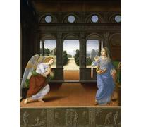 RZHRHJES Peinture Poster Peinture sur Toile d'Art Abstrait Tableau l'Annonciation et trois histoires de la Genèse de Lorenzo Di Credi Tableaux sur Toile Pour les Décorations pour la Maison 60x90cm