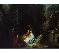 RZHRHJES Peinture Poster Peinture sur Toile d'Art Abstrait Tableau le flûtiste de Jean Antoine Watteau Tableaux sur Toile Pour les Décorations pour la Maison 60x90cm