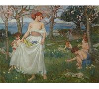 RZHRHJES Peinture Poster Peinture sur Toile d'Art Abstrait Tableau les favoris de l'empereur Honorius par John William Waterhouse Tableaux sur Toile Pour les Décorations pour la Maison 60x90cm