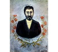 RZHRHJES Peinture Poster Peinture sur Toile d'Art Abstrait Tableau Portrait d'un cheminot par Niko Pirosmani Tableaux sur Toile Pour les Décorations pour la Maison 60x90cm