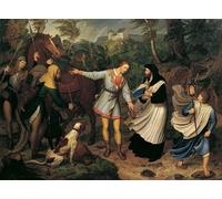 RZHRHJES Peinture Poster Peinture sur Toile d'Art Abstrait Tableau Rodolphe de Habsbourg et le prêtre de Ludwig Ferdinand Schnorr Von Carolsfeld Pour les Décorations pour la Maison 60x90cm
