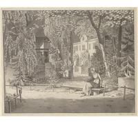 RZHRHJES Peinture Poster Peinture sur Toile d'Art Abstrait Tableau Tombeaux de Descartes et Condé au Jardin Elysée Des Petits Augustins par CW Eckersberg Pour les Décorations pour la Maison 60x90cm