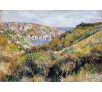 RZHRHJES Vintage Impressions sur Toile Abstrait Tableau Peinture sur Toile Portrait Collines autour de la baie du Moulin Huet Guernesey par Pierre Auguste Renoir Pour la Décoration Murale 60x90cm