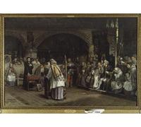 RZHRHJES Vintage Impressions sur Toile Abstrait Tableau Peinture sur Toile Portrait Discours religieux entre Olaus Petri et Peder Galle par Carl Gustaf Hellqvist Pour la Décoration Murale 60x90cm