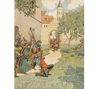 RZHRHJES Vintage Impressions sur Toile Abstrait Tableau Peinture sur Toile Portrait Jacques Van Artevelde dit que le sage de Gand tombe sous les coups de la populace Pour la Décoration Murale 60x90cm