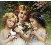 RZHRHJES Vintage Impressions sur Toile Abstrait Tableau Peinture sur Toile Portrait le lapin domestique d'Emile Vernon Impression Tableaux Pour la Décoration Murale 60x90cm