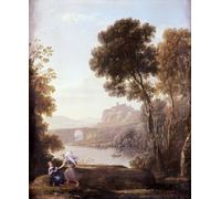RZHRHJES Vintage Impressions sur Toile Abstrait Tableau Peinture sur Toile Portrait Paysage avec Agar et l'Ange de Claude Lorrain Impression Tableaux Pour la Décoration Murale 60x90cm