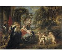 RZHRHJES Vintage Impressions sur Toile Abstrait Tableau Peinture sur Toile Portrait Repos pendant la fuite en Égypte avec des saints de Peter Paul Rubens Pour la Décoration Murale 60x90cm