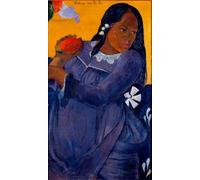 RZHRHJES Vintage Impressions sur Toile Abstrait Tableau Peinture sur Toile Portrait Vahine No Te Vi Tahitienne tenant un par Paul Gauguin Impression Tableaux Pour la Décoration Murale 60x90cm