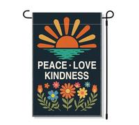 RZHV Drapeau de jardin double face « Peace Love Kindness » pour extérieur, maison, cour, décoration de jardin, défilé, maison de justice sociale, terrasse, bannière extérieure, égalité inclusive