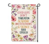 RZHV Good Guys Don't Threaten Academic Institutions Silence Free Speech Drapeau de jardin double face pour extérieur, maison, cour, décoration de jardin, démocratie et justice sociale