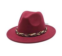 RZL Chapeau Melon Chapeau Haut de Forme Simple en Laine for Femmes, Loisirs d'automne et d'hiver, Chapeau de Jazz Polyvalent for Hommes, Chapeau en Feutre de Corde tissée (Couleur : Claret, Taille :