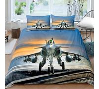 RZPFQB Avion Housse de Couette pour Chambre d'enfant 1 Personne 90 x 190 cm HéLicoptèRes Parure de Lit en Microfibre pour Enfant GarçOn Fille Ado Combattant Ensemble de lit