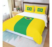 RZPFQB Drapeau Housse de Couette pour Chambre d'enfant 1 Personne 90x190 BréSil Drapeau Enfant GarçOn Fille Ado Parure de Lit en Microfibre Jaune Vert Ensemble de lit
