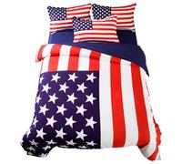 RZPFQB Drapeau Parure de Lit 200x200 Drapeau américain Housse de Couette Enfant GarçOn Fille Ado USA Bleu Rouge Blanc éToile Bande Linge de Lit pour Adolescents Microfibre Couvre Lit