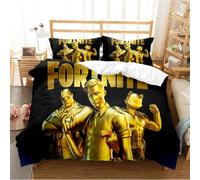 RZPFQB Gamer Housse de Couette Fortnite pour Chambre d'enfant 1 Personne 90 x 190 cm Gaming Parure de Lit en Microfibre pour Enfant GarçOn Fille Ado Jeu de Tir Ensemble de lit