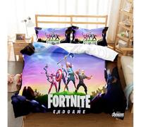 RZPFQB Jeu Housse de Couette pour Chambre d'enfant 1 Personne 90 x 190 cm Fortnite Parure de Lit en Microfibre pour Enfant GarçOn Fille Ado Jeu de rôle Ensemble