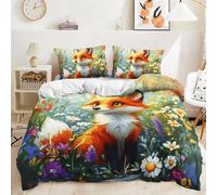 RZPFQB Kawaii à Motif de Renard Orange Housse de Couette pour Chambre d'enfant 1 Personne 120 x 150 cm Renard Mignon Parure de Lit en Microfibre pour Junior, Bas Âge, Bébé Renard Ensemble de lit