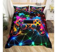 RZPFQB Manette de Jeu colorée Housse de Couette 1 Personne 140 x 200 cm Gamer Console Manette Parure de Lit en Microfibre pour Enfant GarçOn Fille Ado Multi Couleur Jeu Vidéo Ensemble de lit