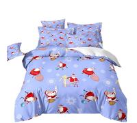 RZPFQB Noël Housse de Couette 1 Personne 160 x 200 cm Père Noël Vintage Parure de Lit en Microfibre pour Enfant GarçOn Fille Ado Lavande Ensemble de lit en