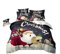 RZPFQB Noël Housse de Couette pour Chambre d'enfant 1 Personne 120 x 150 cm Sapin de Noël animé Parure de Lit en Microfibre pour Junior, Bas Âge, Bébé Le Père Noël distribue Les Cadeaux Ensemble de