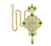 RZRHMUHN Collier avec pendentif en forme de croix pectorale Jésus avec cristaux - Bijoux religieux pour clergé prêtre - Chaîne de 76,2 cm - Coffret cadeau, Small, Zinc, Diamant créé